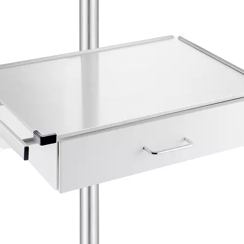 Drawer console with rails for pole
