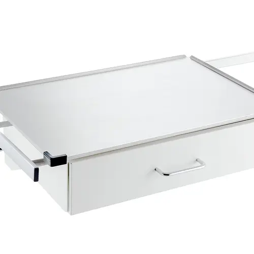 Drawer console with rails