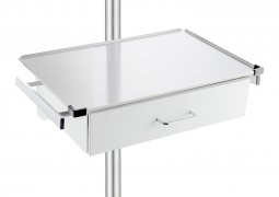 drawer console with rails for pole
